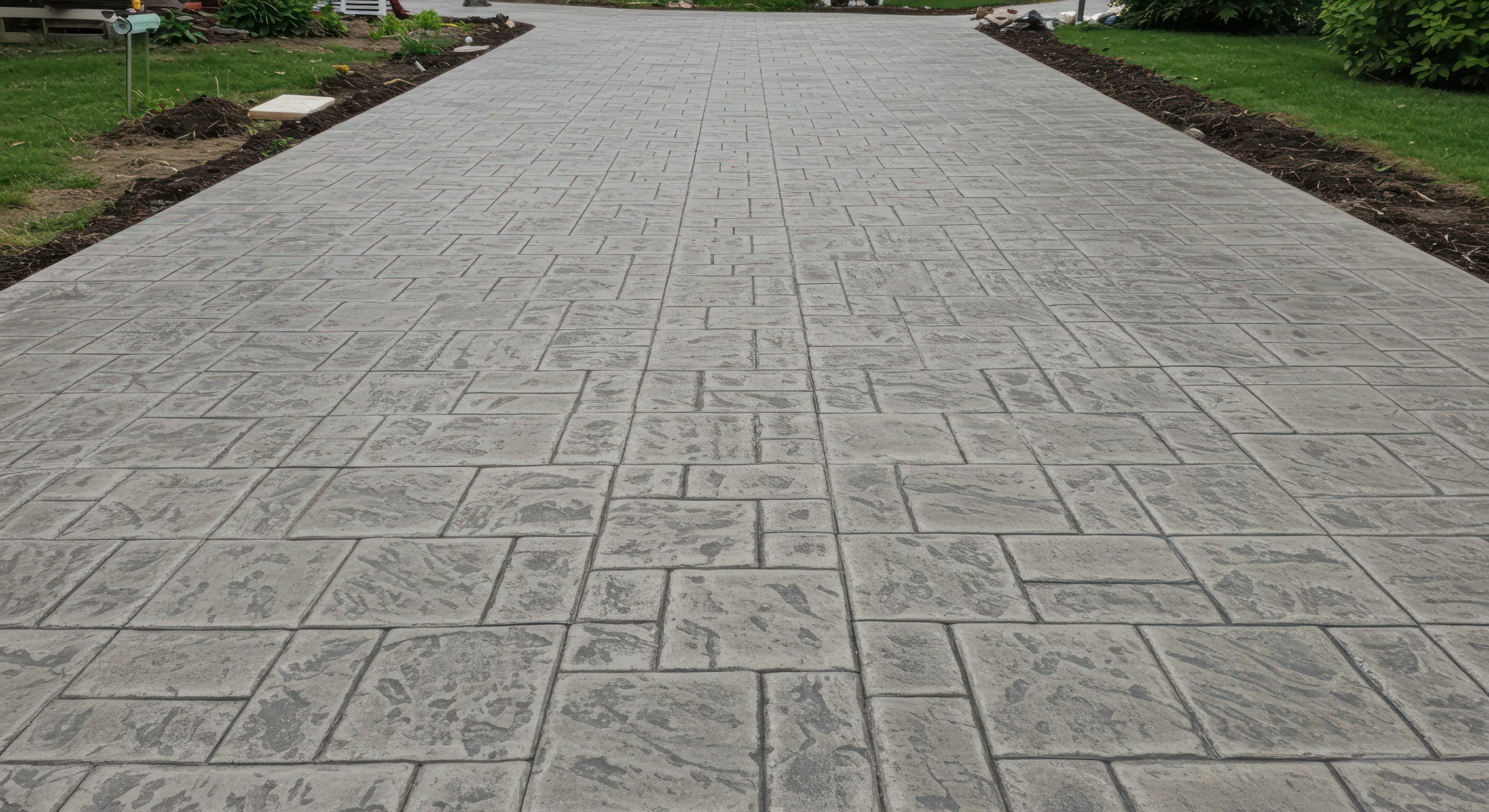 Stamped Concrete Driveway with Ashlar Slate Pattern - Photo resin driveway